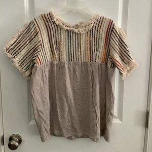 Alter’d State Woven Fringe  Split Sleeve Top Size M BOHO